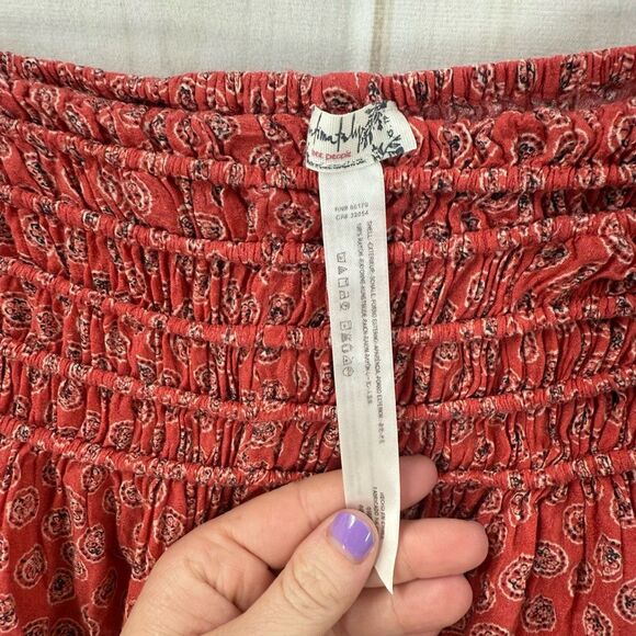 Free People Women’s XS Red Patterned Pull on Pants Stretchy - Picture 2 of 4
